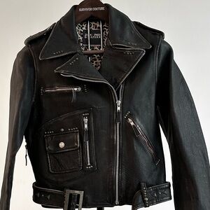 Jean Paul Gaultier Black Leather Motorcycle Jacket